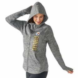 NFL Pittsburgh Steelers G III 4Her by Carl Banks Womens Recovery Full Zip Hoodie Heathered Gray