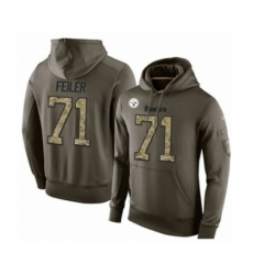 Football Mens Pittsburgh Steelers 71 Matt Feiler Green Salute To Service Pullover Hoodie