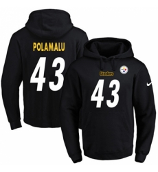 NFL Mens Nike Pittsburgh Steelers 43 Troy Polamalu Black Name Number Pullover Hoodie