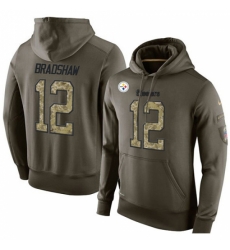 NFL Nike Pittsburgh Steelers 12 Terry Bradshaw Green Salute To Service Mens Pullover Hoodie