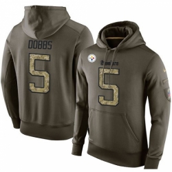 NFL Nike Pittsburgh Steelers 5 Joshua Dobbs Green Salute To Service Mens Pullover Hoodie