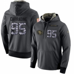 NFL Mens Nike San Francisco 49ers 95 Tank Carradine Stitched Black Anthracite Salute to Service Player Performance Hoodie