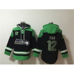 Men Seattle Seahawks 12 Fan Black Ageless Must Have Lace Up Pullover Hoodie