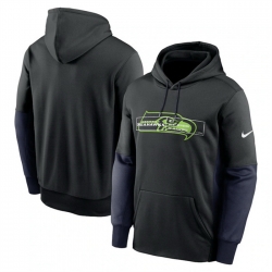 Men Seattle Seahawks Black Color Block Fleece Performance Pullover Hoodie