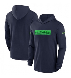 Men Seattle Seahawks Navy Sideline Performance Hoodie