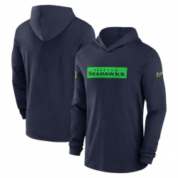 Men Seattle Seahawks Navy Sideline Performance Hoodie