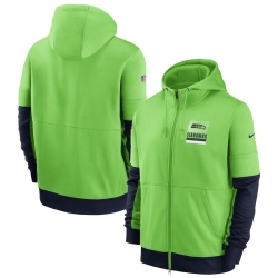 Men Seattle Seahawks Nike Sideline Impact Lockup Performance Full Zip Hoodie Neon Green