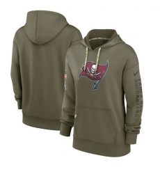 Women Tampa Bay Buccaneers 2022 Olive Salute To Service Therma Performance Pullover Hoodie