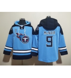 Men Tennessee Titans #9 Steve McNair Aqua Lace Up Pullover Hoodie