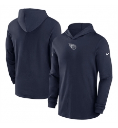 Men Tennessee Titans Navy Sideline Performance Long Sleeve Hoodie T Shirt