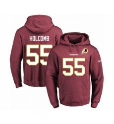 Football Mens Washington Redskins 55 Cole Holcomb Red Name Number Pullover Hoodie