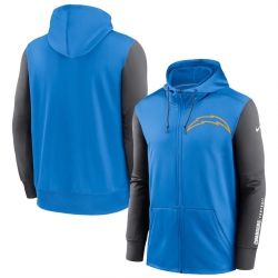 Men Los Angeles Chargers Powder Blue Charcoal Fan Gear Mascot Performance Full Zip Hoodie