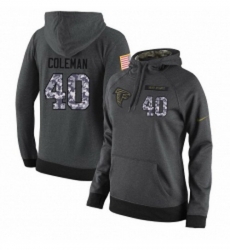 NFL Womens Nike Atlanta Falcons 40 Derrick Coleman Stitched Black Anthracite Salute to Service Player Performance Hoodie