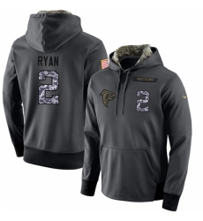 NFL Mens Nike Atlanta Falcons 2 Matt Ryan Stitched Black Anthracite Salute to Service Player Performance Hoodie