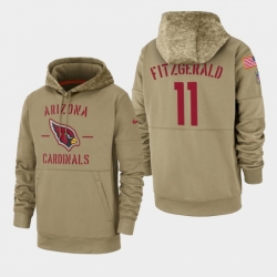 Mens Arizona Cardinals 11 Larry Fitzgerald 2019 Salute to Service Sideline Therma Pullover Hoodie Tan