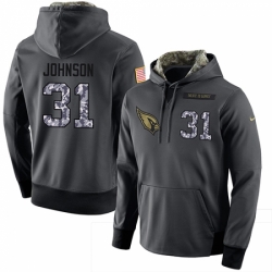 NFL Mens Nike Arizona Cardinals 31 David Johnson Stitched Black Anthracite Salute to Service Player Performance Hoodie