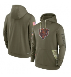 Men Chicago Bears 2022 Olive Salute To Service Therma Performance Pullover Hoodie