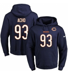 NFL Mens Nike Chicago Bears 93 Sam Acho Navy Blue Name Number Pullover Hoodie