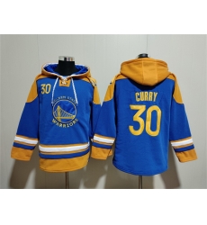 Men Golden State Warriors 30 Stephen Curry Blue Yellow Lace Up Pullover Hoodie