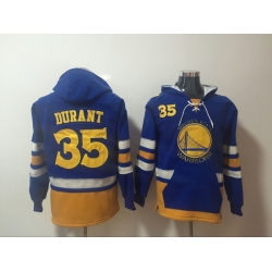 Men's Golden State Warriors #35 Kevin Durant Blue Lace-Up Pullover Hoodie