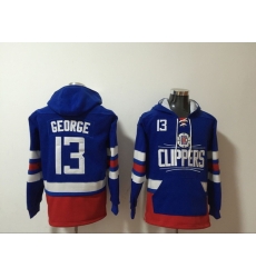 Men's Los Angeles Clippers #13 Paul George Blue Lace-Up Pullover Hoodie