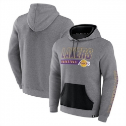 Men Los Angeles Lakers Heathered Gray Off The Bench Color Block Pullover Hoodie