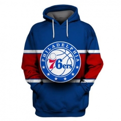 Men Philadelphia 76ers Blue All Stitched Hooded Sweatshirt