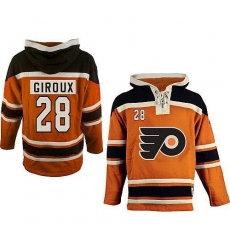 Flyers #28 Claude Giroux Orange Sawyer Hooded Sweatshirt Stitched NHL Jersey