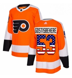 Mens Adidas Philadelphia Flyers 53 Shayne Gostisbehere Authentic Orange USA Flag Fashion NHL Jersey 