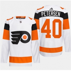 Men's Philadelphia Flyers #40 Cal Petersen White 2024 Stadium Series Stitched Jersey