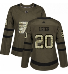 Womens Adidas Philadelphia Flyers 20 Taylor Leier Authentic Green Salute to Service NHL Jersey 