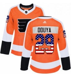 Womens Adidas Philadelphia Flyers 29 Johnny Oduya Authentic Orange USA Flag Fashion NHL Jersey 