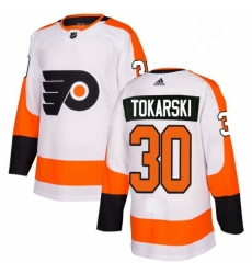 Womens Adidas Philadelphia Flyers 30 Dustin Tokarski Authentic White Away NHL Jersey 