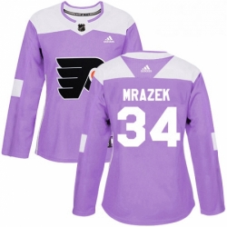 Womens Adidas Philadelphia Flyers 34 Petr Mrazek Authentic Purple Fights Cancer Practice NHL Jersey 