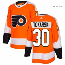 Youth Adidas Philadelphia Flyers 30 Dustin Tokarski Authentic Orange Home NHL Jersey 