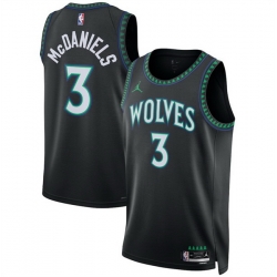 Men Minnesota Timberwolves  3 Jaden McDaniels Black 2026 27 Statement Edition Stitched Basketball Jersey