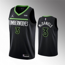 Men Minnesota Timberwolves 3 Jaden McDaniels Black Statement Edition Stitched Jersey