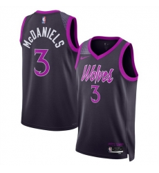 Men Minnesota Timberwolves 3 Jaden McDaniels Purple 2025 26 City Edition Stitched Jersey