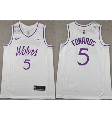 Men Minnesota Timberwolves 5 Anthony Edwards White Stitched Jersey