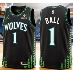 Men Minnesota Timberwolves LaMelo Ball #1 Black Forest Stitched NBA Jersey