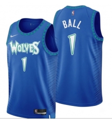 Men Minnesota Timberwolves LaMelo Ball #1 Light Blue Stitched NBA Jersey