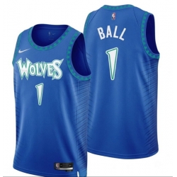 Men Minnesota Timberwolves LaMelo Ball #1 Light Blue Stitched NBA Jersey