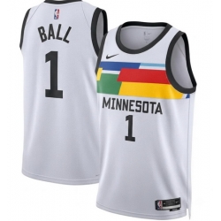 Men Minnesota Timberwolves LaMelo Ball #1 White Stitched NBA Jersey