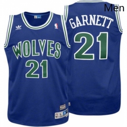 Mens Adidas Minnesota Timberwolves 21 Kevin Garnett Swingman Blue Throwback NBA Jersey