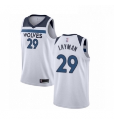 Mens Minnesota Timberwolves 29 Jake Layman Authentic White Basketball Jersey Association Edition 