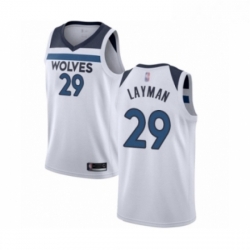 Mens Minnesota Timberwolves 29 Jake Layman Authentic White Basketball Jersey Association Edition 