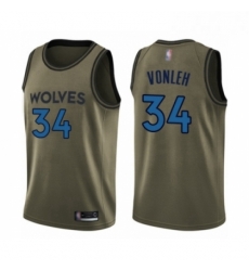 Mens Minnesota Timberwolves 34 Noah Vonleh Swingman Green Salute to Service Basketball Jersey 