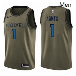 Mens Nike Minnesota Timberwolves 1 Tyus Jones Swingman Green Salute to Service NBA Jersey