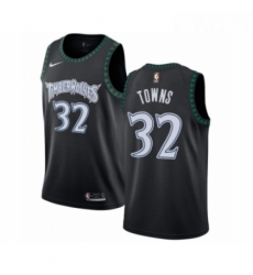 Mens Nike Minnesota Timberwolves 32 Karl Anthony Towns Swingman Black Hardwood Classics Jersey