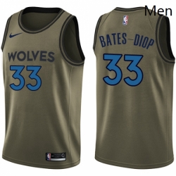 Mens Nike Minnesota Timberwolves 33 Keita Bates Diop Swingman Green Salute to Service NBA Jersey 